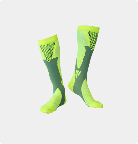Lime-green and gray compression sports socks