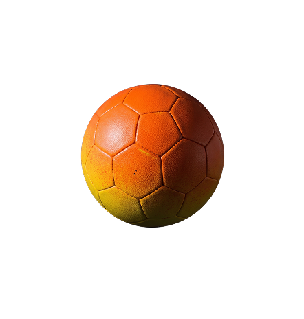 Orange-yellow training ball on a white background