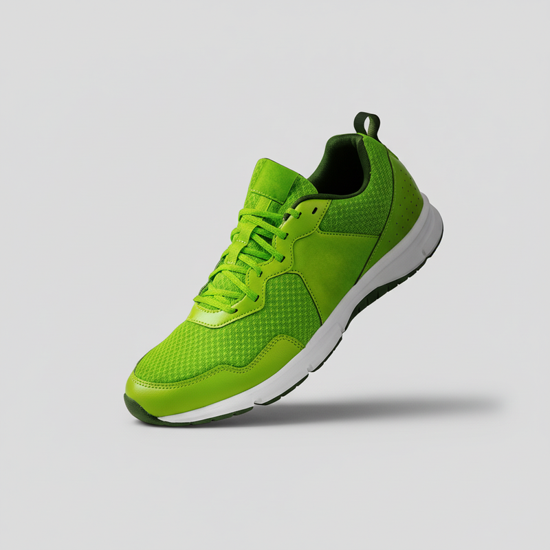 Bright green performance running shoe shown from a three-quarter angle