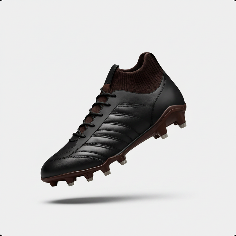 Black premium leather football boots