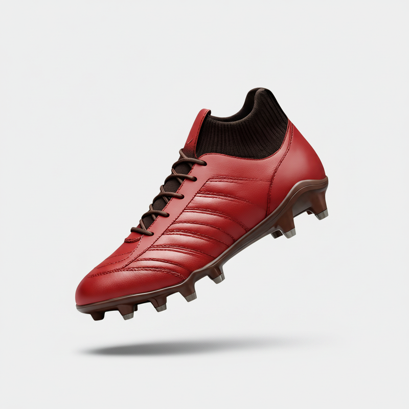 Red premium leather football boots